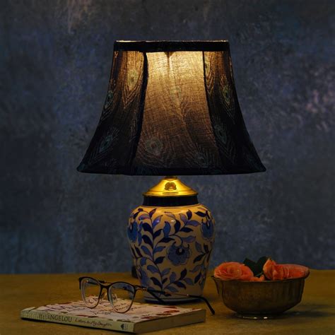 Plume Blue Ikat Bell Lampshade