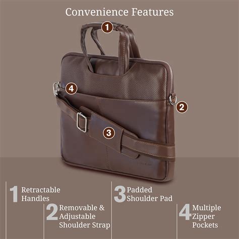 Faux Leather -Padded Laptop Bag - Fits Upto 14"(Dark Brown)