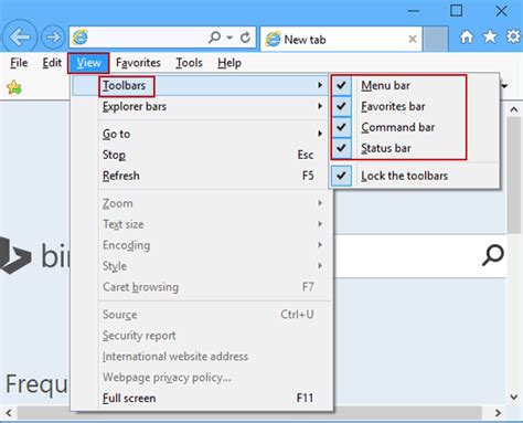 Internet Explorer View Menu 的图像结果