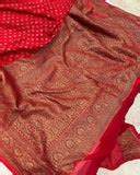 Red Pure Banarasi Khaddi Georgette Saree - Aura Benaras