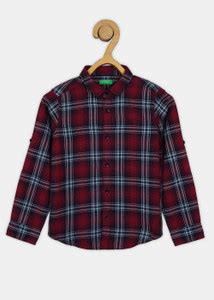 United Colors of Benetton Boys Checkered Casual Maroon Shirt - Buy ...