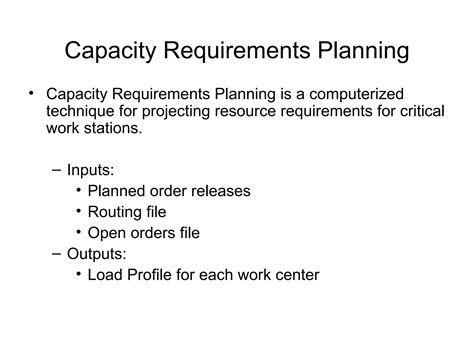 Capacity Requirement Planning | PPT