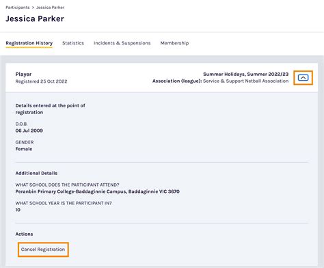 Cancelling a Program Registration - Netball Australia Support