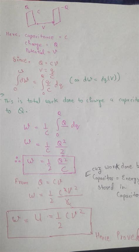 (c) Derive an expression for the energy stored in a capacitor of ...