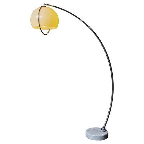 Large Brass Arc Floor Lamp with Marble Base at 1stDibs