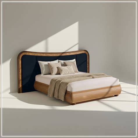 Elowen Softline King Size Bed in Royal Blue velvet With Oak wood Frame ...