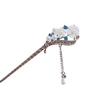 Buy SYGA 1 Piece Ancient Style Pearl Metal Hair Stick Crystal ...