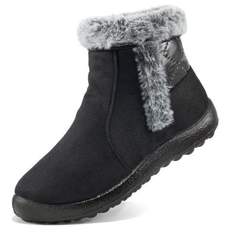 Womens Warm Faux Fur Lined Winter Snow Boots Waterproof Ankle Boots ...