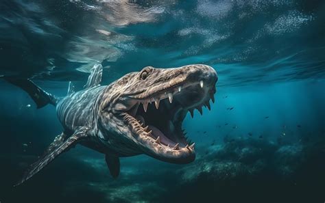 Terrifying single shark with its mouth open ready to attack | Premium ...
