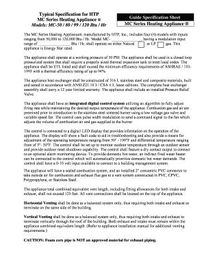 Fillable Online Typical Specification for HTP MC Series Heating ...
