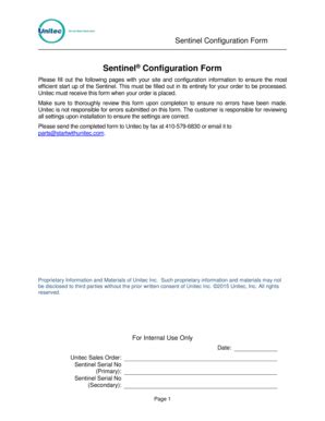 Fillable Online Sentinel Configuration Form - Unitec Fax Email Print ...