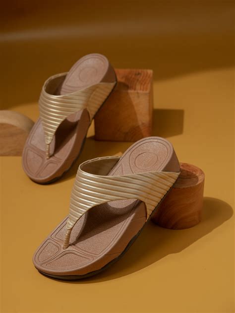 Buy Now Women Gold Textured Embellished Open Toe Comfort Heels