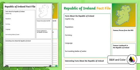 All About the Republic of Ireland Research Worksheet | Grades 3 - 5 ...