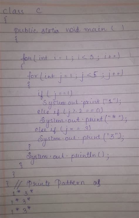 write a program in java to print the following pattern by using nested ...