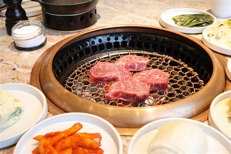 Hanwoo beef close-up on grill