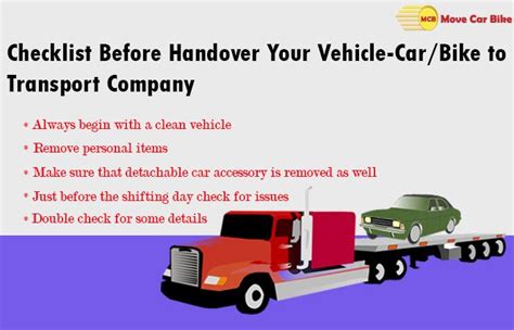 Checklist before handover your Vehicle-Car/Bike to transport company ...