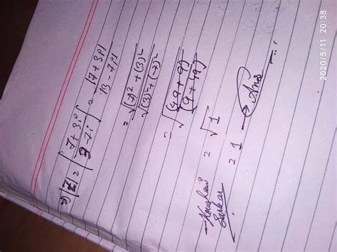 find the modulus of complex number of 7+3i/3-7i - Brainly.in