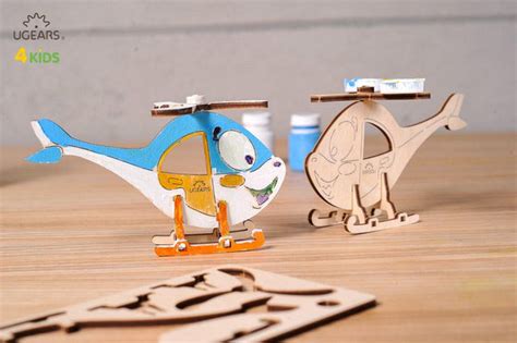 Ugears 4Kids Coloring Model "Helicopter Kit" I DIY Self-Assembly ...