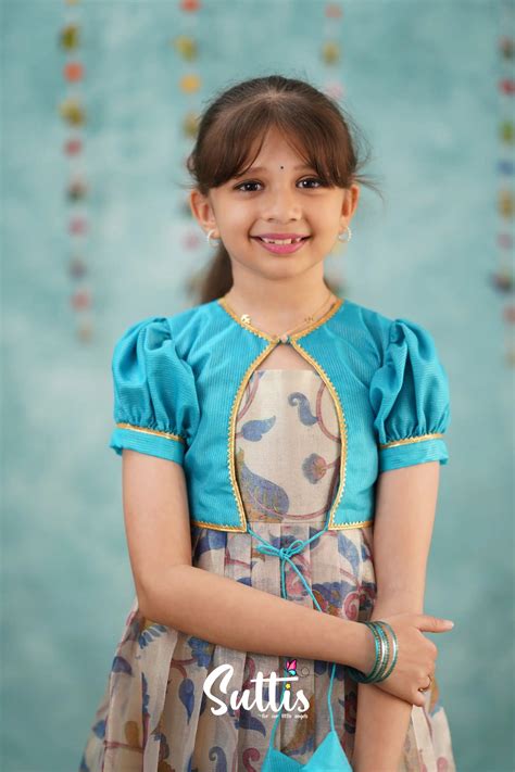 Maya Long Gown - Sky Blue Kalamkari Organza – Ivalinmabia