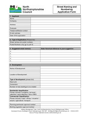 Fillable Online Street Naming & Numbering Form Fax Email Print - pdfFiller