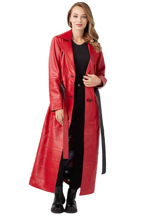 Rita Women's 100 % Real Red Leather Topcoat