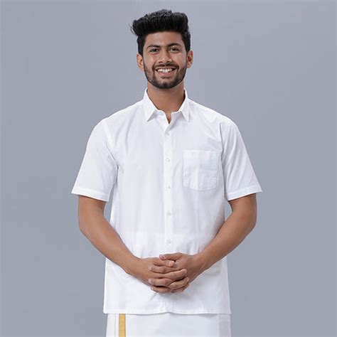 MENS COTTON WHITE SHIRTS HALF