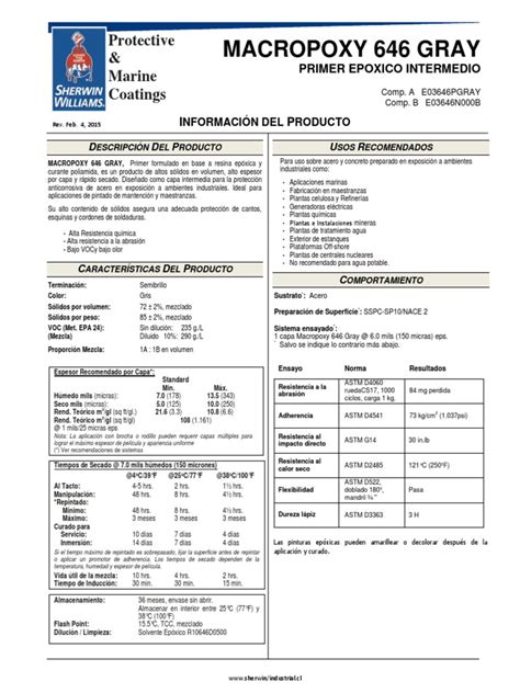 E03646PGRAY Macropoxy 646 Intermedio Jun-18 | PDF | Pintar | Acero