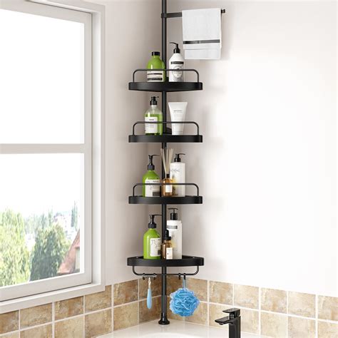 Buy Corner Shower Caddy Tension Pole: Adjustable Stainless Steel Shower ...