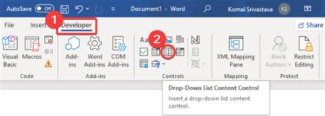 Utube How to Create Drop Down Menu in Word 的图像结果