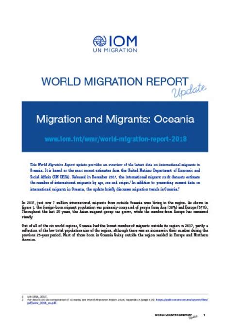 World Migration Report Update: Migration and Migrants: Oceania | IOM ...