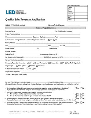 Fillable Online Quality Jobs Program Application Fax Email Print ...