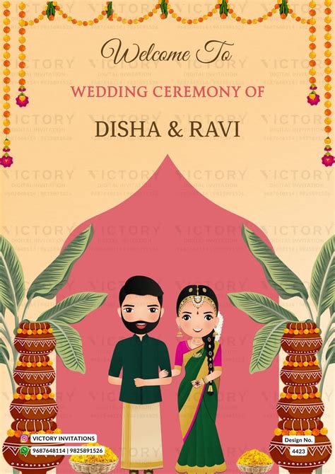 Wedding Welcome Standee design in english language with traditional th ...