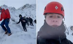 Moment teen ice climbers rescue underprepared adult hikers in jeans and ...