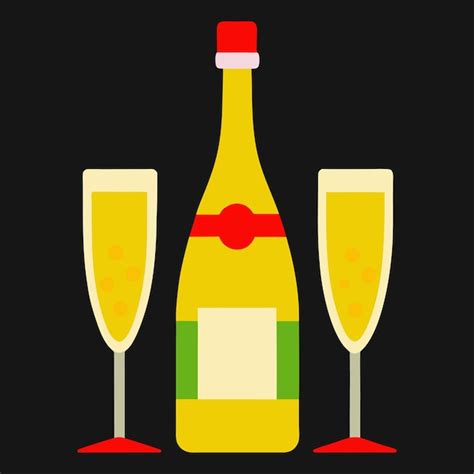 Champagne bottle popping with toasting glasses vector illustration ...