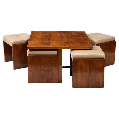 Coffee Table with Nesting Stools, France, 1940s For Sale at 1stDibs ...