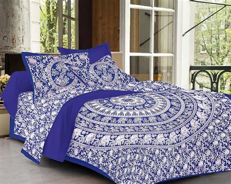 SheetKart Tusker One Cotton Double Bedsheet with 2 Pillow Covers - King ...
