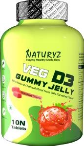 NATURYZ Veg Vitamin D3 + K2 Gummy jelly 60 Gummies (Strawberry Flavour ...