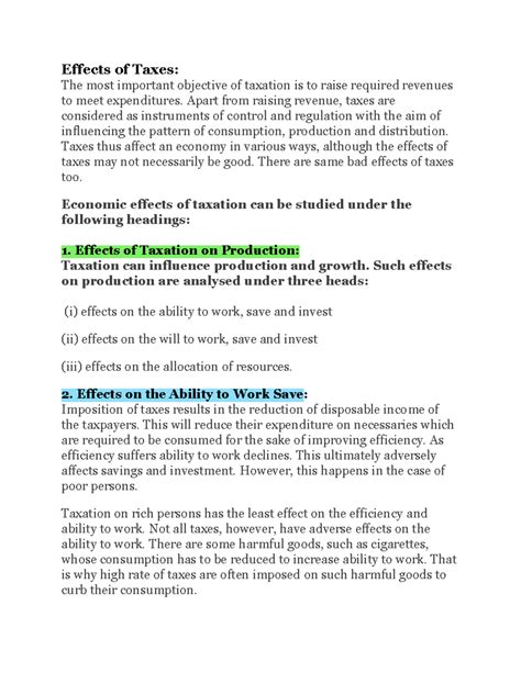 Effects of tax - GHGHG - Effects of Taxes: The most important objective ...