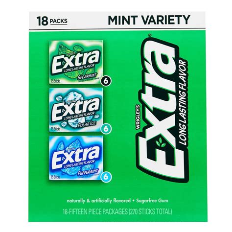 Extra Sugar Free Chewing Gum, Mint Variety Pack, Spearmint, Polar Ice ...