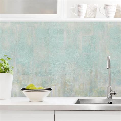 Crédence cuisine - Motif rustique en béton menthe 250 x 70 cm | Leroy ...