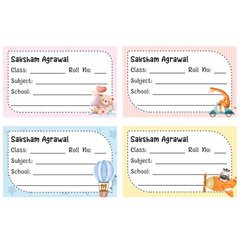 School Book Label - Cute Animals – Peppydots