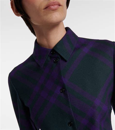 Burberry Check wool shirt dress in multicoloured - Burberry | Mytheresa