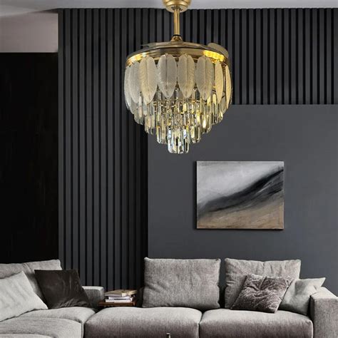 Glass Leaf Chandelier Fan With Remote – Harold Electricals