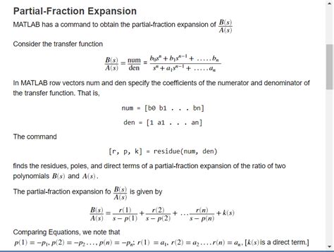 Image result for Long Partial Fractions MATLAB