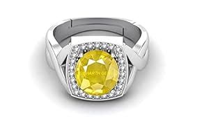 SIDHARTH GEMS 4.00 Ratti 3.00 Carat Yellow Sapphire Stone Silver Plated ...