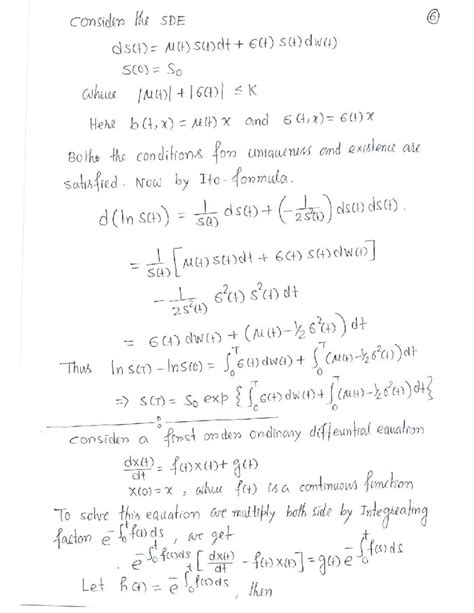 Lecture 02 - handmade notes - consider the SDE 6 dsct) MH) S())dt 6(t ...