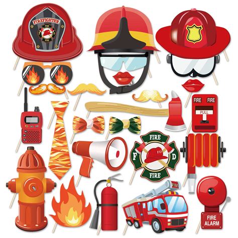 Buy Kristin Paradise 25Pcs Fireman Photo Booth Props with Stick ...