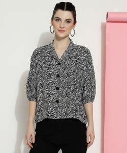 J TURRITOPSIS Women Printed Casual Black Shirt - Buy J TURRITOPSIS ...