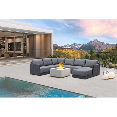 PURPLE LEAF Patio Conversation Sets 7 -Piece Woven 4 Patio Sofa ...