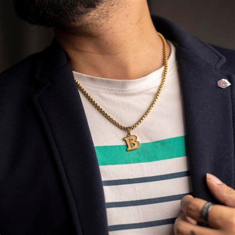 Trendy Alphabet Letter Pendant Heavy Chain Necklace for Women & Men ...